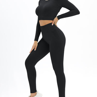 Women's seamless body-fitting beautiful back high elastic long-sleeved sports two-piece suit