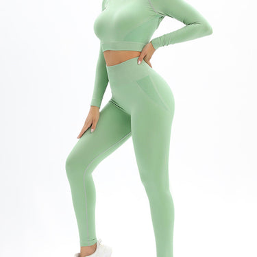 Women's seamless body-fitting beautiful back high elastic long-sleeved sports two-piece suit