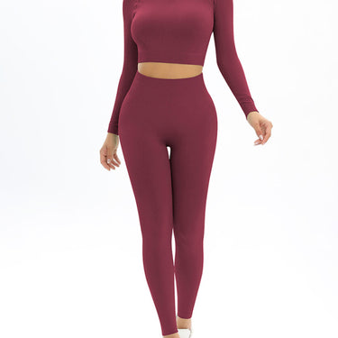 Women's seamless body-fitting beautiful back high elastic long-sleeved sports two-piece suit